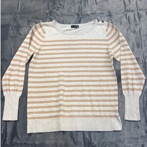 ANA A New Approach Sweater Womens Large Multicolor Striped Tight Knit Side Slit